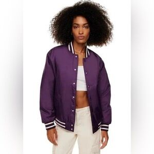 Aritzia TNA Stadium Bomber Jacket in Purple Large